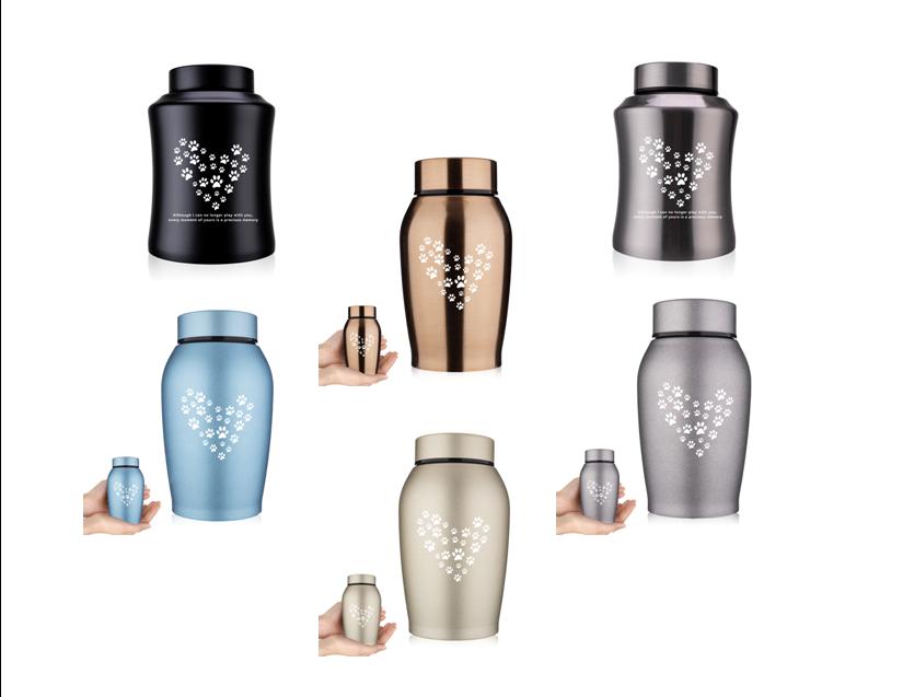 Metal Heart Paw Print Urn